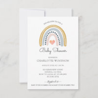 Cute Boho Watercolor Rainbow Baby Shower 