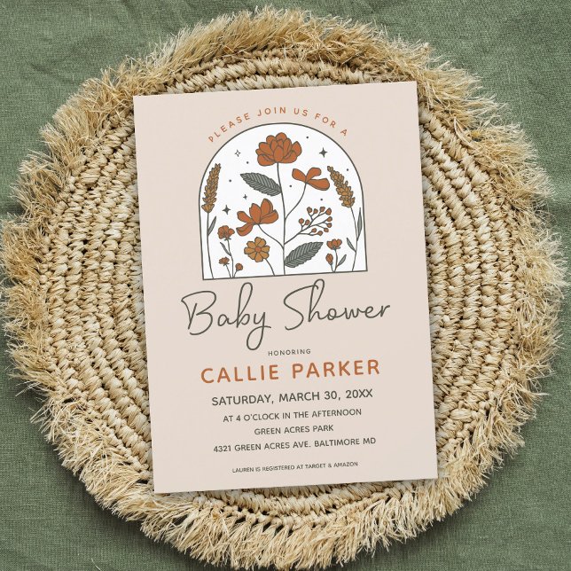 Cute Boho Wildflower Baby Shower Invitation (Creator Uploaded)