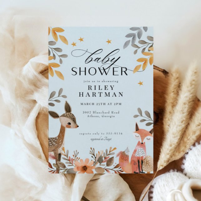 Cute Boho Woodland Animal Baby Shower Invitation (Creator Uploaded)