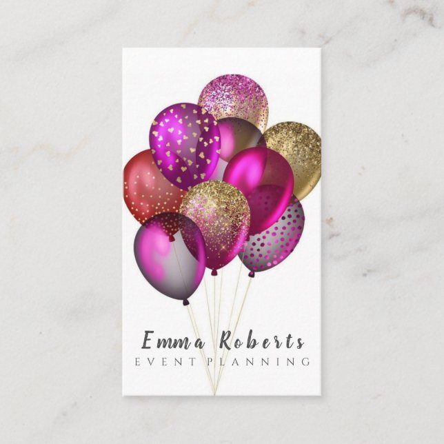 Cute Bokeh and Rose Gold Sequin Event Planner Busi Business Card (Front)