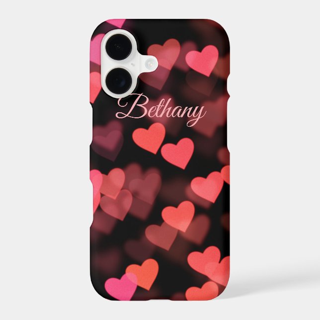 Cute Bokeh Love Hearts Dreamy Personalised (Back)