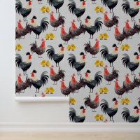 Cute Bold Cartoon Rooster Chicken Chicks Farm