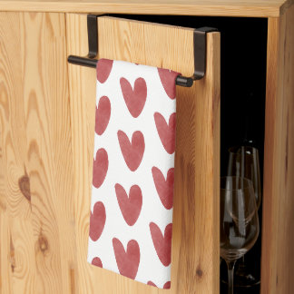 Cute Bold Red Hearts Decorative Dish Tea Towel