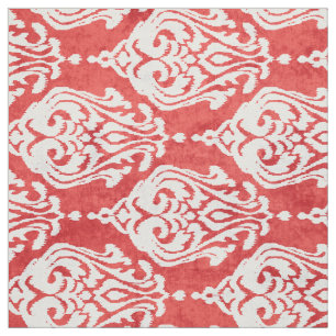Cute bold red white damask ikat tribal patterns fabric