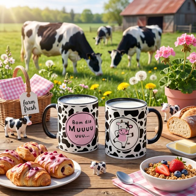Cute “Bom Dia Muuuuu” Kawaii Cow Design Mug (Creator Uploaded)
