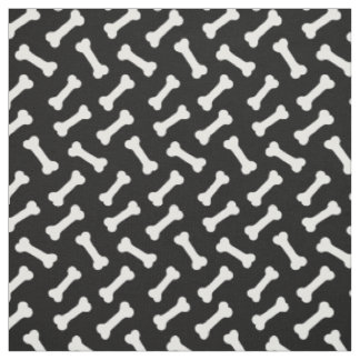 Cute Bones Pattern Black and White Fabric