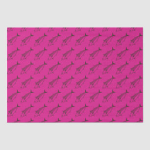Cute Bonito Fish in Deep Maroon on Hot Pink Tissue Paper