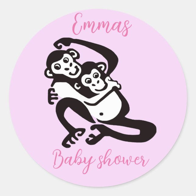 Cute BONOBO - Animal - Baby shower - Personalise Classic Round Sticker (Front)