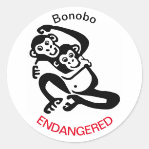 Cute -BONOBO -Endangered chimpanzee -Wildlife Classic Round Sticker