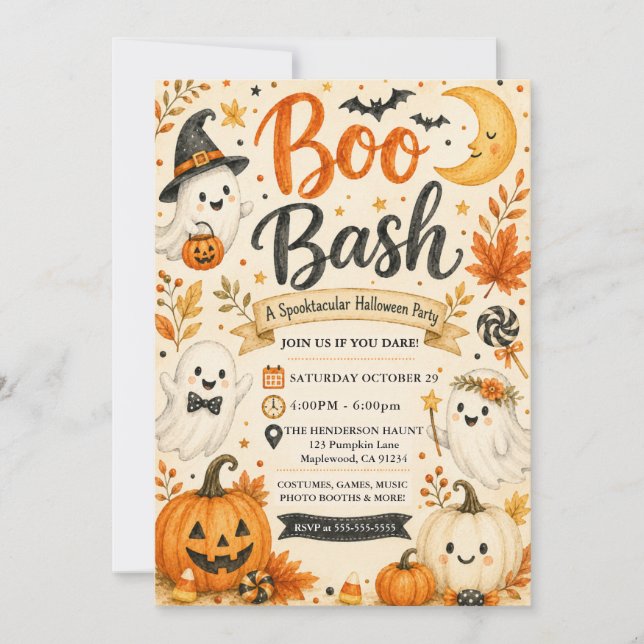Cute Boo Bash Spooktacular Party Invitation (Front)