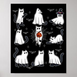 Cute Boo Black Cat Halloween Costumes Women Girl Poster