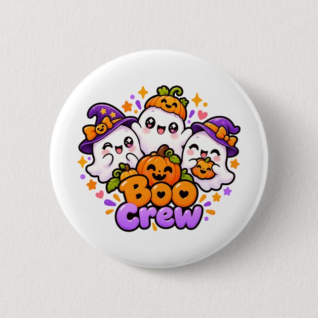Cute Boo Crew Halloween Button (Front)