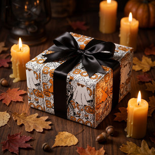 Cute Boo Crew Halloween Friends Wrapping Paper