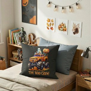 Cute Boo Crew Halloween Throw Pillow for Kids Room