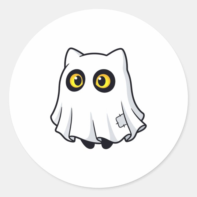 Cute Boo Ghost Cat Halloween Costume Sticker (Front)