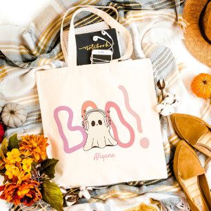 Cute Boo Ghost Colorful Halloween Tote Bag
