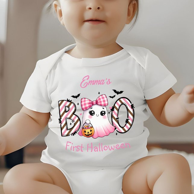 Cute Boo Ghost Girl First Halloween Personalised  Baby Bodysuit (Creator Uploaded)