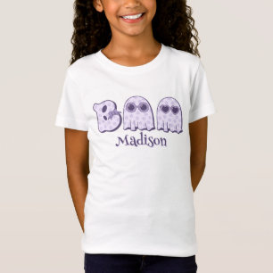 Cute Boo Ghost Halloween Custom Name or Text Girls T-Shirt