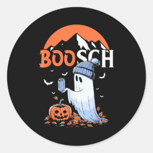 Cute Boo Ghost Halloween Pumpkin Beer Drinking Sok Classic Round Sticker