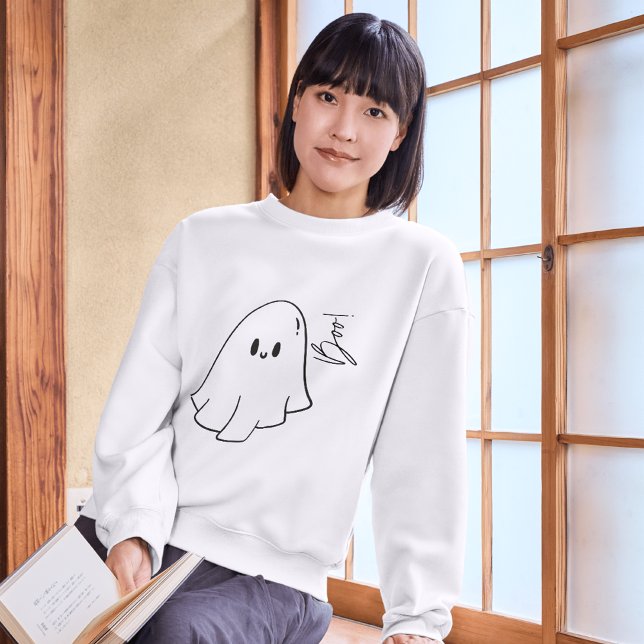 Cute Boo Ghost Illustration Halloween Sweatshirt (Creator Uploaded)