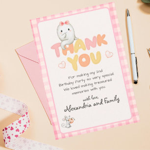 Cute Boo Ghost Pink Birthday Party Girl Thank You Card