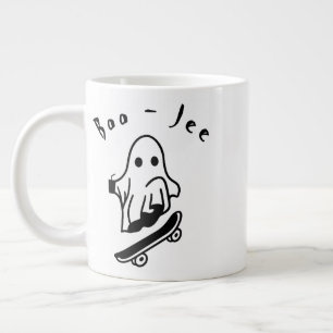 Cute Boo Ghost Skating Funny Halloween Spooky Art Large Coffee Mug