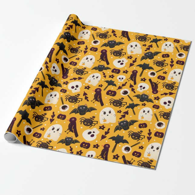 CUTE BOO GHOSTS Wrapping Paper (Unrolled)