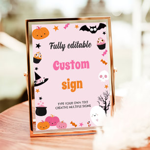 Cute Boo Halloween Bash Pink Table Sign