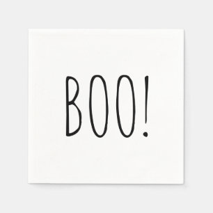 Cute Boo Halloween   Black & White Ghost Party Napkin