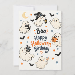 Cute Boo Halloween Ghost Birthday Card