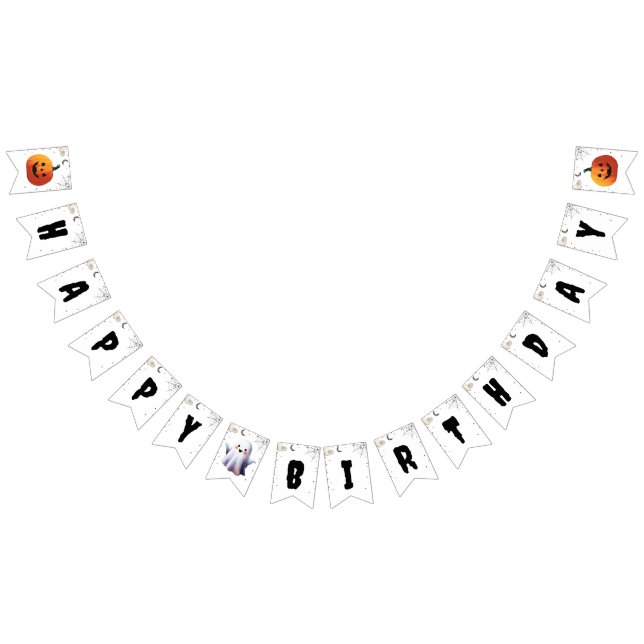 Cute Boo Halloween Ghost Boy Happy Birthday Bunting (All)