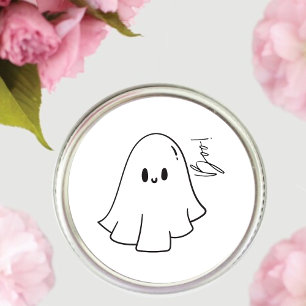 Cute Boo Halloween Illustrated Ghost Classic Round Sticker