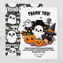 Cute Boo Halloween Thank you card for Birthday