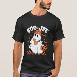 Cute Boo Jee Ghost Drinking Coffee Halloween Pumpk T-Shirt