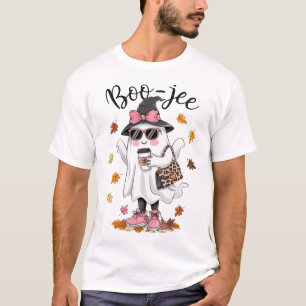 Cute Boo Jee Ghost Halloween Leopard Ghost Coffee  T-Shirt