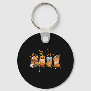 Cute Boo latte Coffee Halloween Spooky Season Fall Key Ring