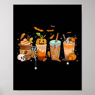 Cute Boo latte Coffee Halloween Spooky Season Fall Poster