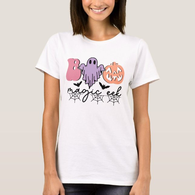 Cute Boo Magic Halloween Ghost T-Shirt (Front)