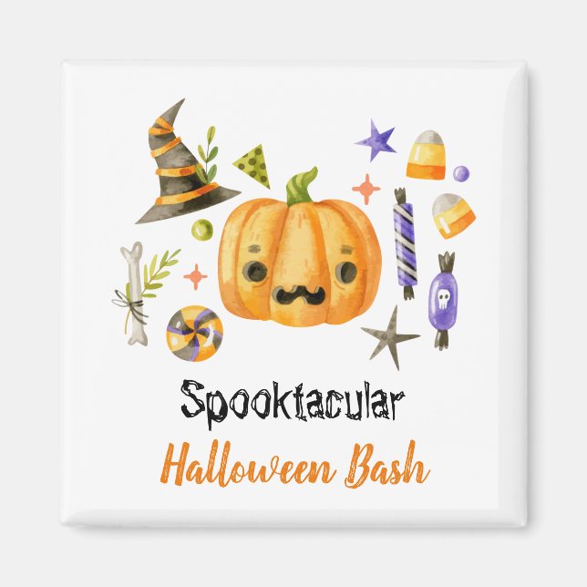 Cute Boo Pumpkin Spooktacular Halloween Bash Party Magnet (Front)