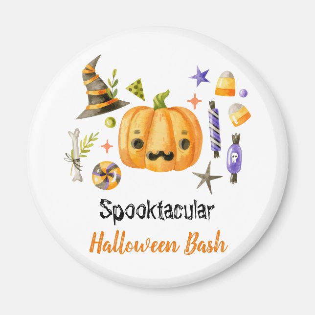 Cute Boo Pumpkin Spooktacular Halloween Bash Party Magnet (Front)