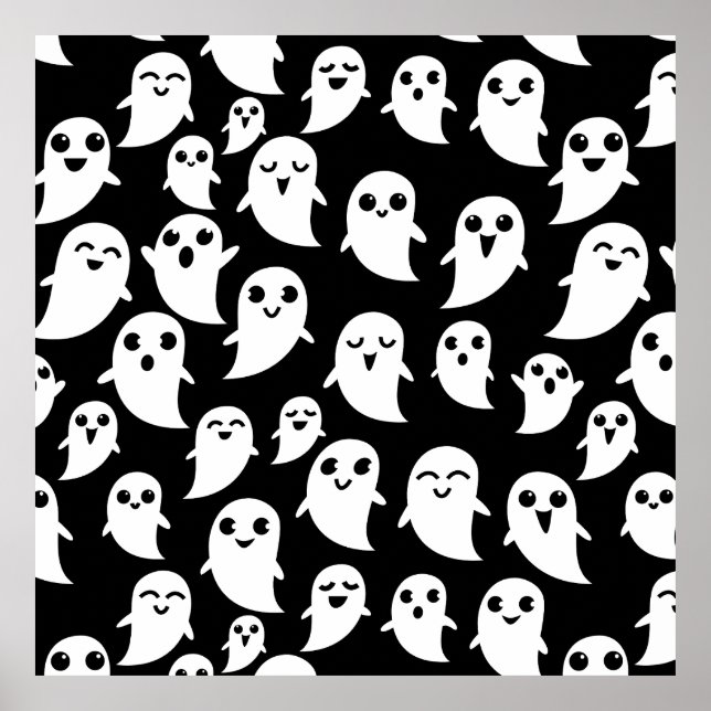 Cute Boo Spook Halloween Cartoon Ghost  Poster (Front)