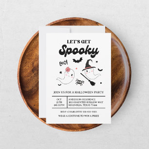 Cute Boo Spooky Ghost Halloween Pink Girl Invitation