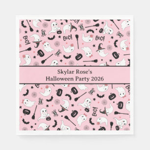 Cute Boo Spooky Ghost Halloween Pink Girl Napkin
