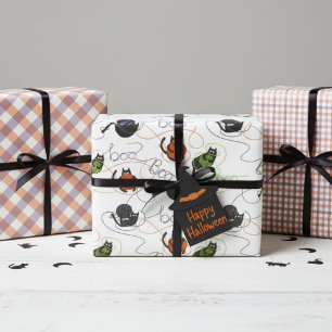 Cute Boo-tifully Tangled Kittens Halloween Wrapping Paper Sheet