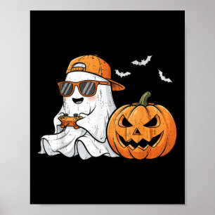 Cute Boo With Sungles Playing Game Funny Halloween Poster