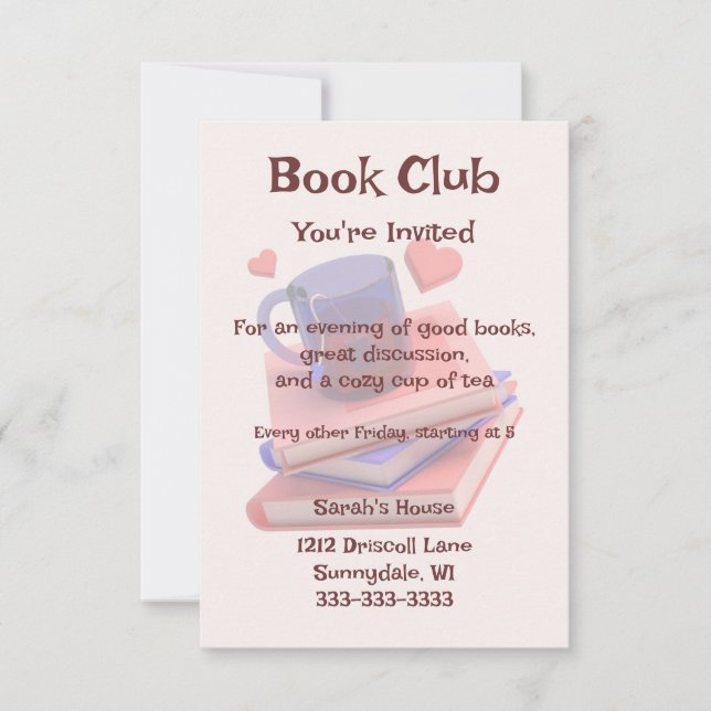 Cute Book Club Invitation (Front)
