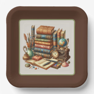Cute book club party paper plate