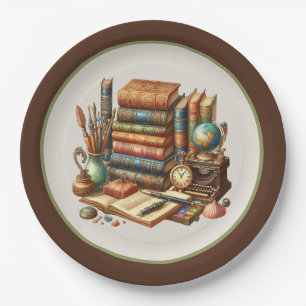 Cute book club party paper plate