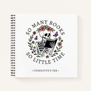 Cute Book Lover Skeleton Personalised Notebook