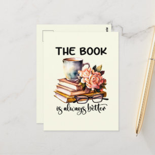 Cute book lovers word art postcard